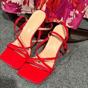 Chic Red Strappy Heels